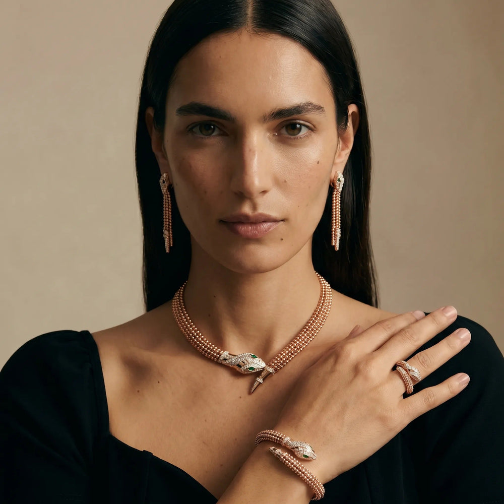 Eilrun 14K Champagne Gold Snake Necklace